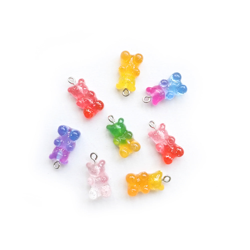 Teddy Bear Resin Charms, Transparent Mixed Colors, about 8 charms