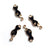 Enamel Cat w/ Curly Tail Metal Charms, Black, 4 charms