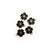 Black Enamel Flower Metal Charm, 5 charms