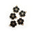 Black Enamel Flower Metal Charm, 5 charms