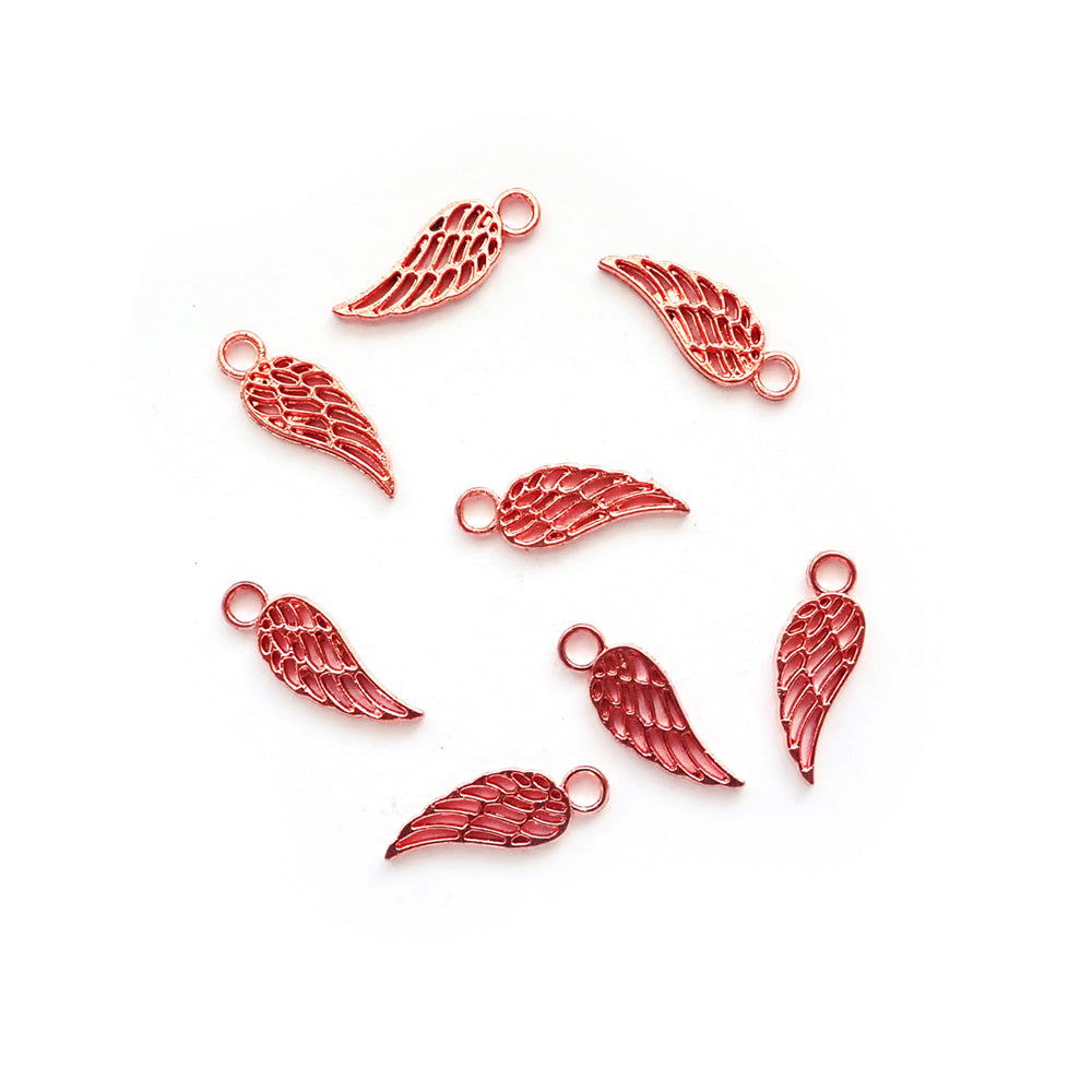 Angel Wing Metal Charms, Rose Gold Copper Color, about 8 charms