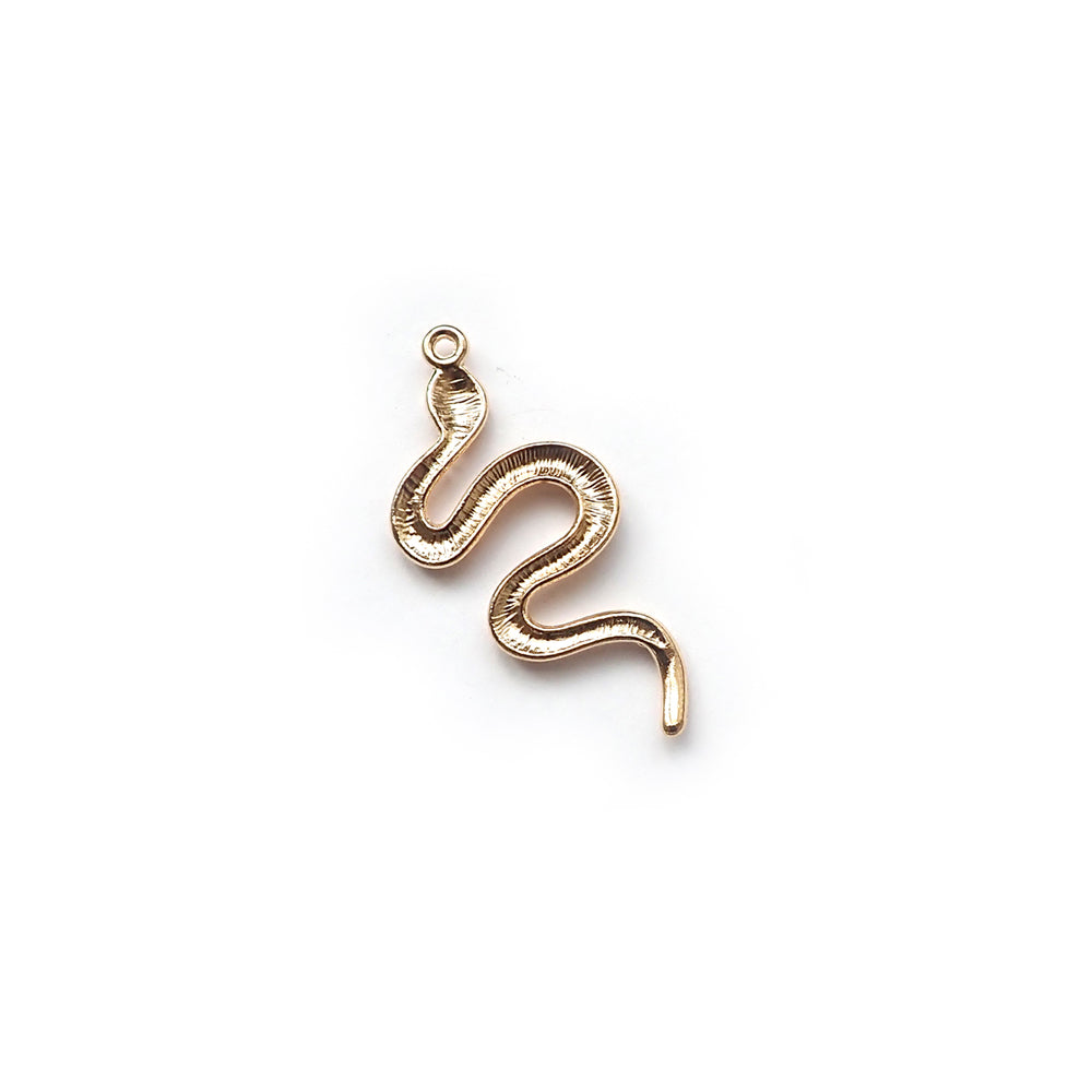 Snake Metal Pendant Charm, Gold Tone, 1 charm