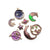 Purple Celestial Moon, Stars & Cat Theme Enamel Metal Charms, 8 charms