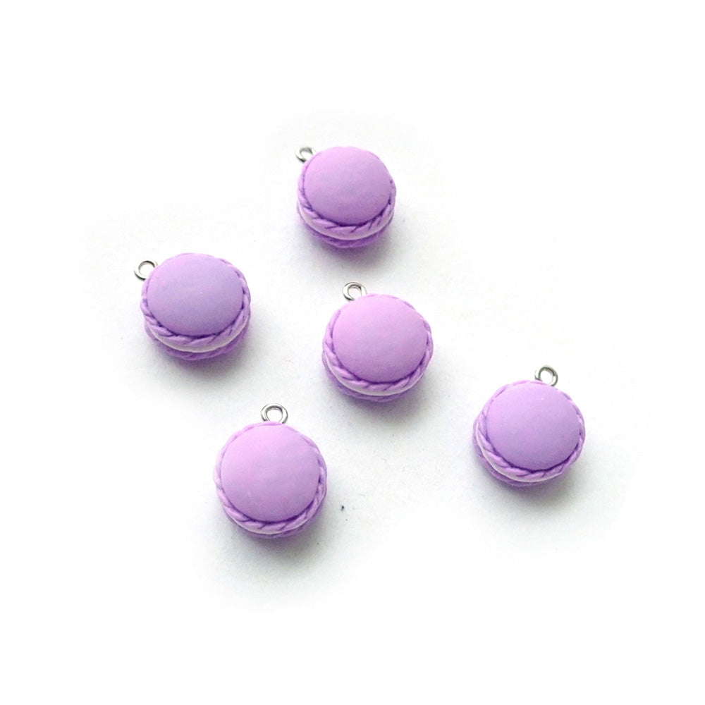Lilac Purple Plastic Macaron Charms, 5 Charms, for making bracelets &amp; jewelry