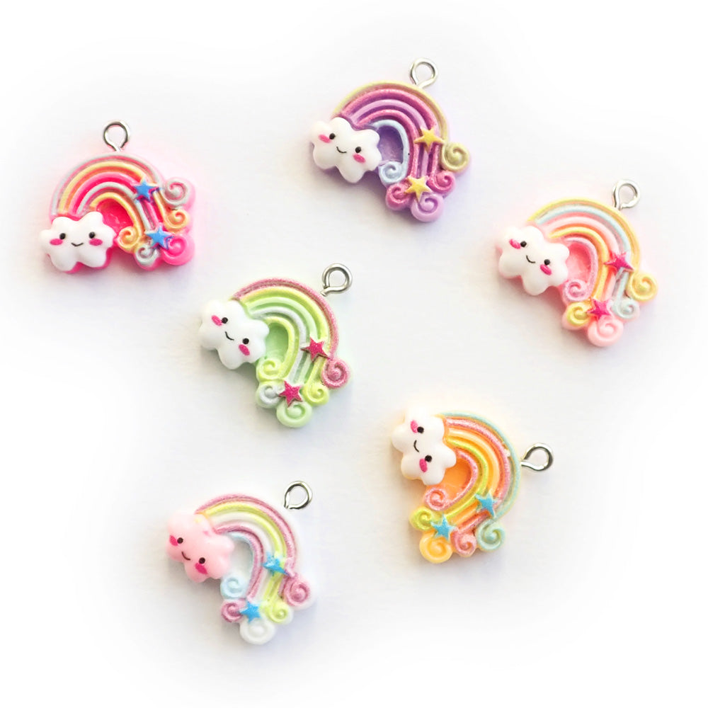 Rainbow Plastic Resin Charms, about 6 charms