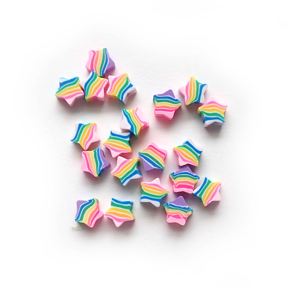 Pink Rainbow Stars, Polymer Clay Beads, 10mm, about 20 beads