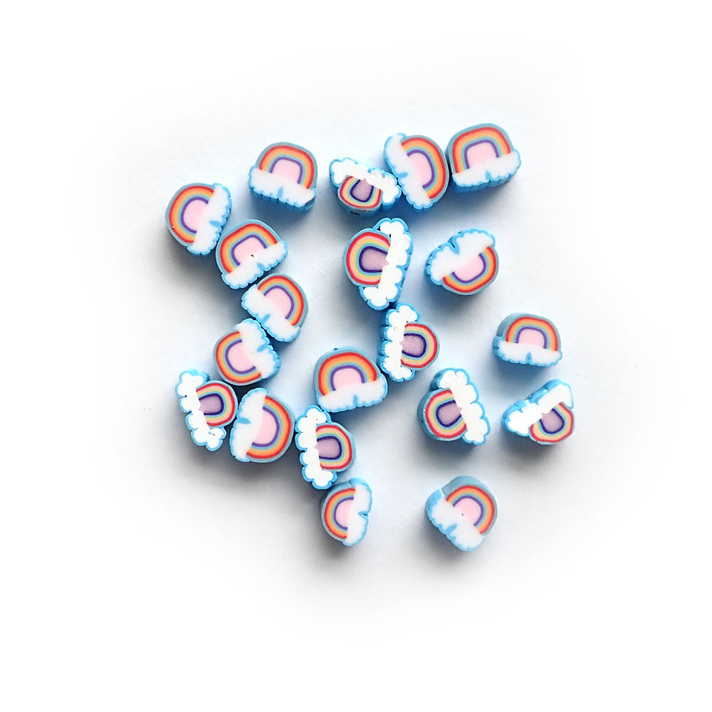 Blue Rainbow Cloud, Polymer Clay Beads, 8-10mm, about 20 beads