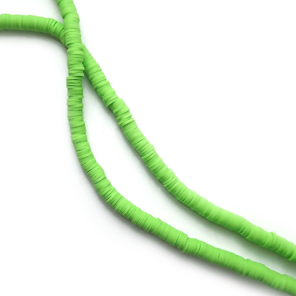 Heishi Polymer Clay Beads, 6mm, Lime Green, 1 strand