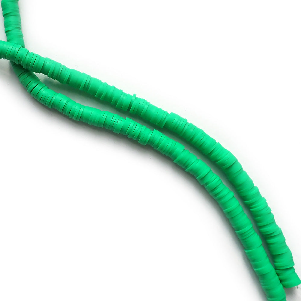 Heishi Polymer Clay Beads, 6mm, Green, 1 strand