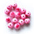 12mm Round Plastic Beads Pink w/ Red Heart, 15 beads
