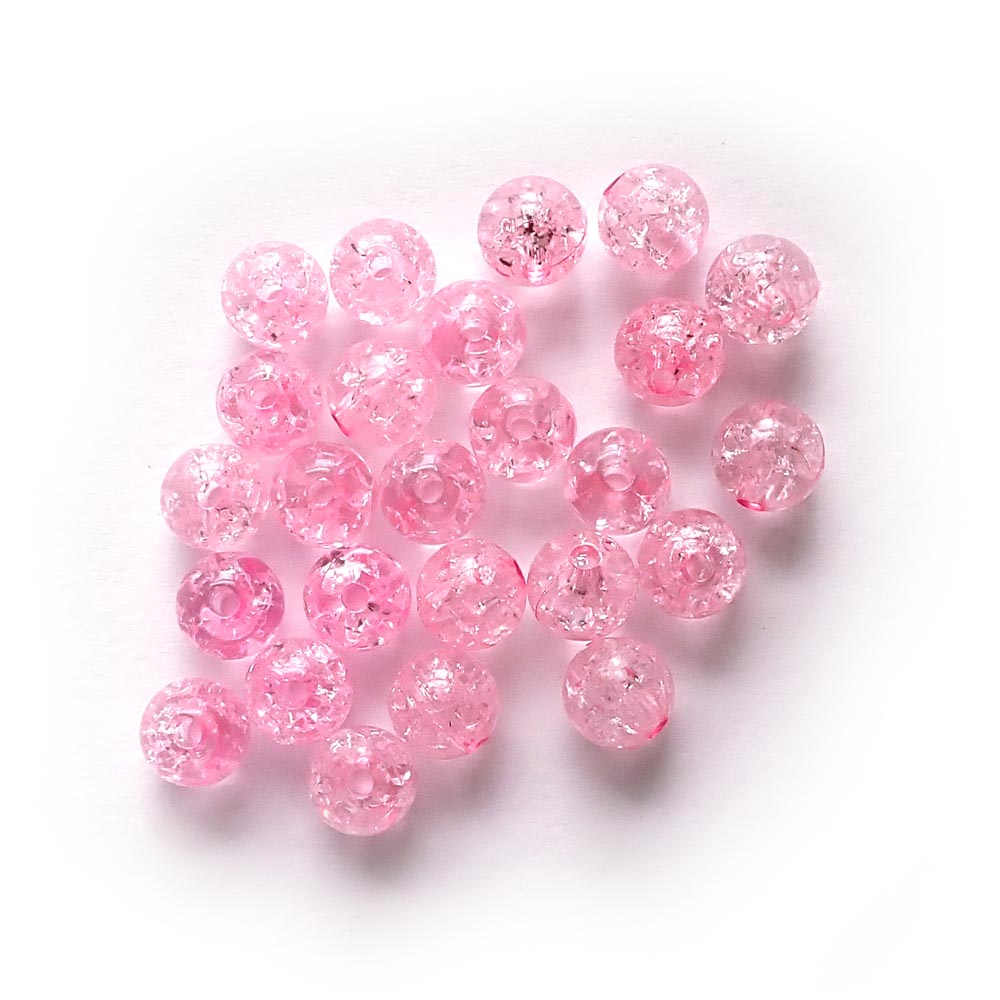 Pink Crackle Plastic Beads, 8mm, about 25 beads