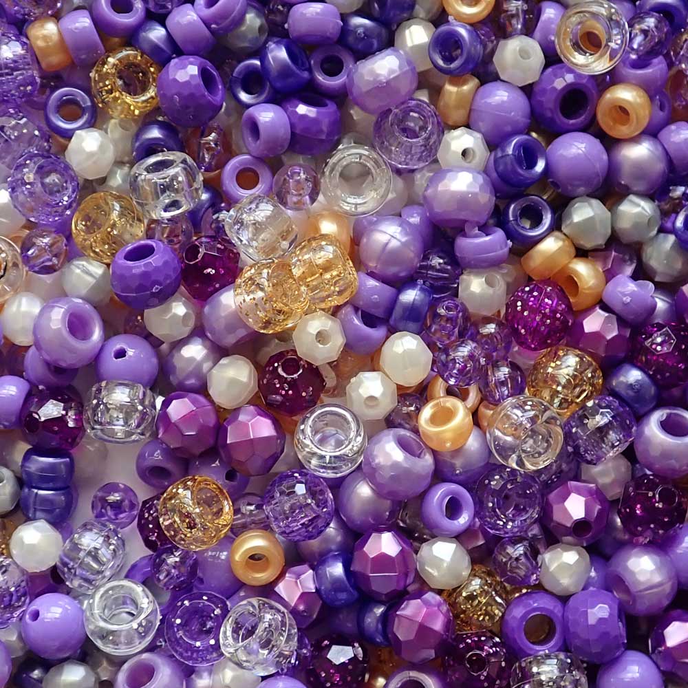 Princess Purple Plastic Craft Beads Mix, 84 grams