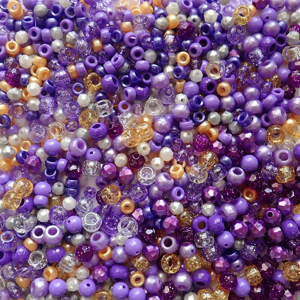 Princess Purple Plastic Craft Beads Mix, 84 grams