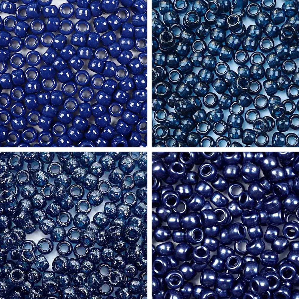 pony beads in 4 shades of navy blue