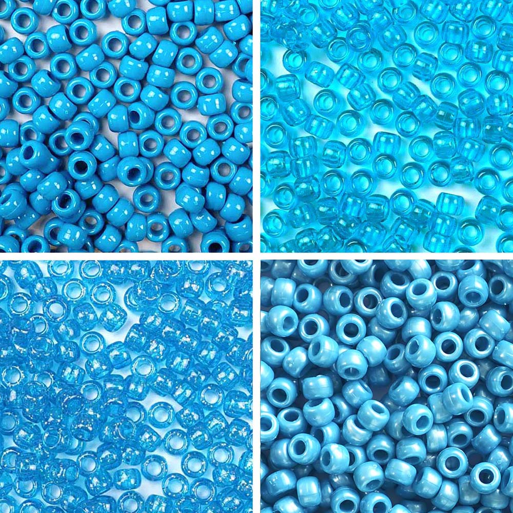 pony beads in 4 shades of turquoise blue