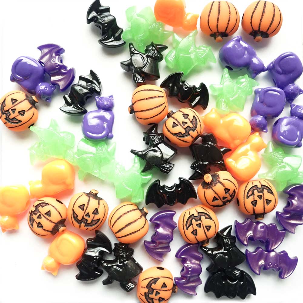 Halloween Party Plastic Beads Mix, 48 beads