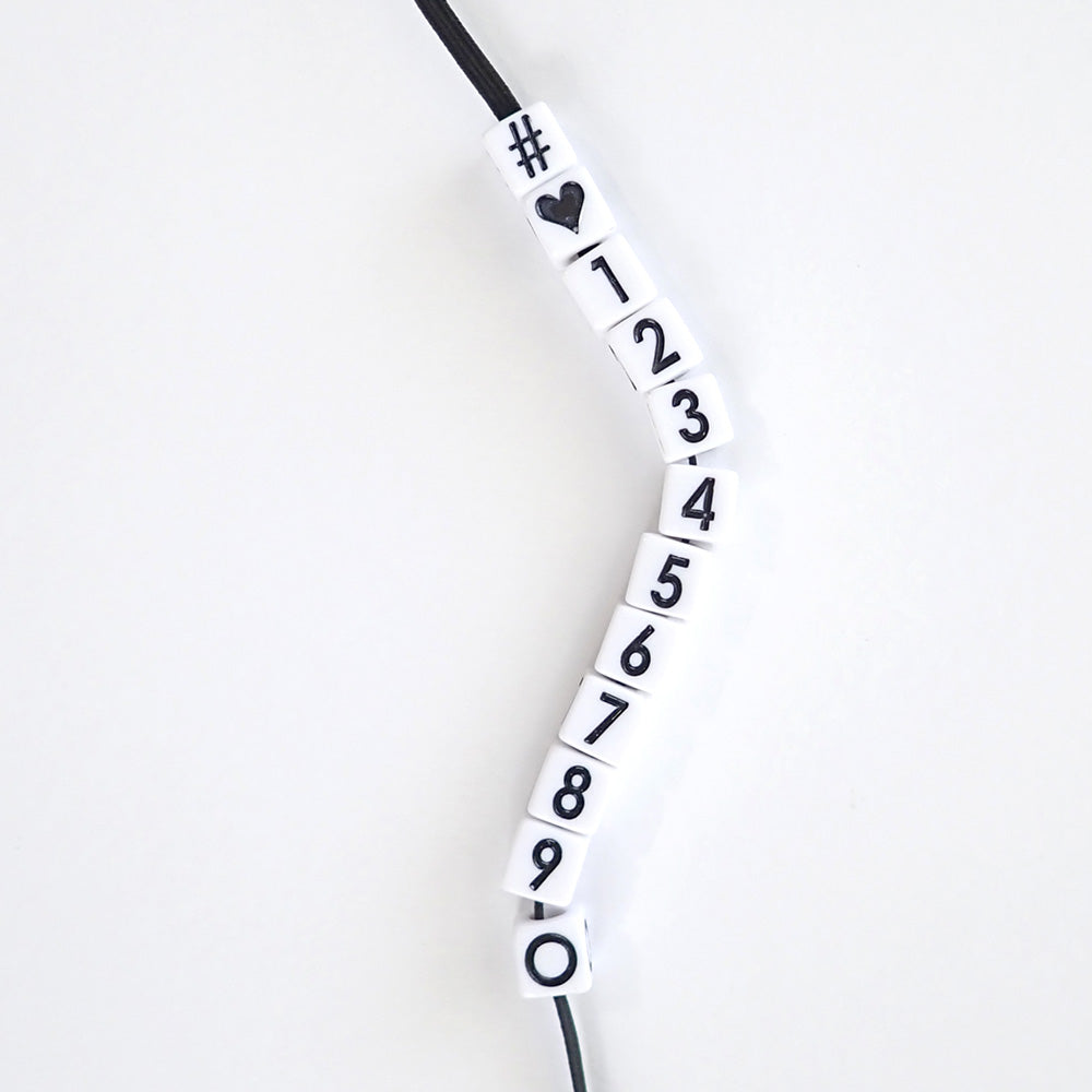 vertical hole number beads strung on elastic