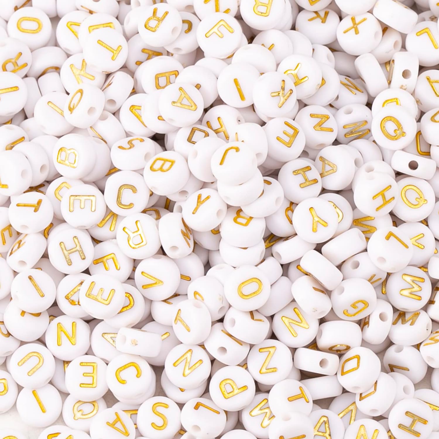 Plastic White Alphabet Beads, Random Mix Letters, 7mm Round, 1000 bead ...