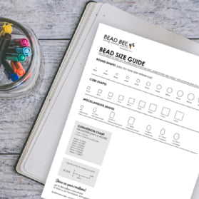 photo of chart showing different bead sizes and shapes