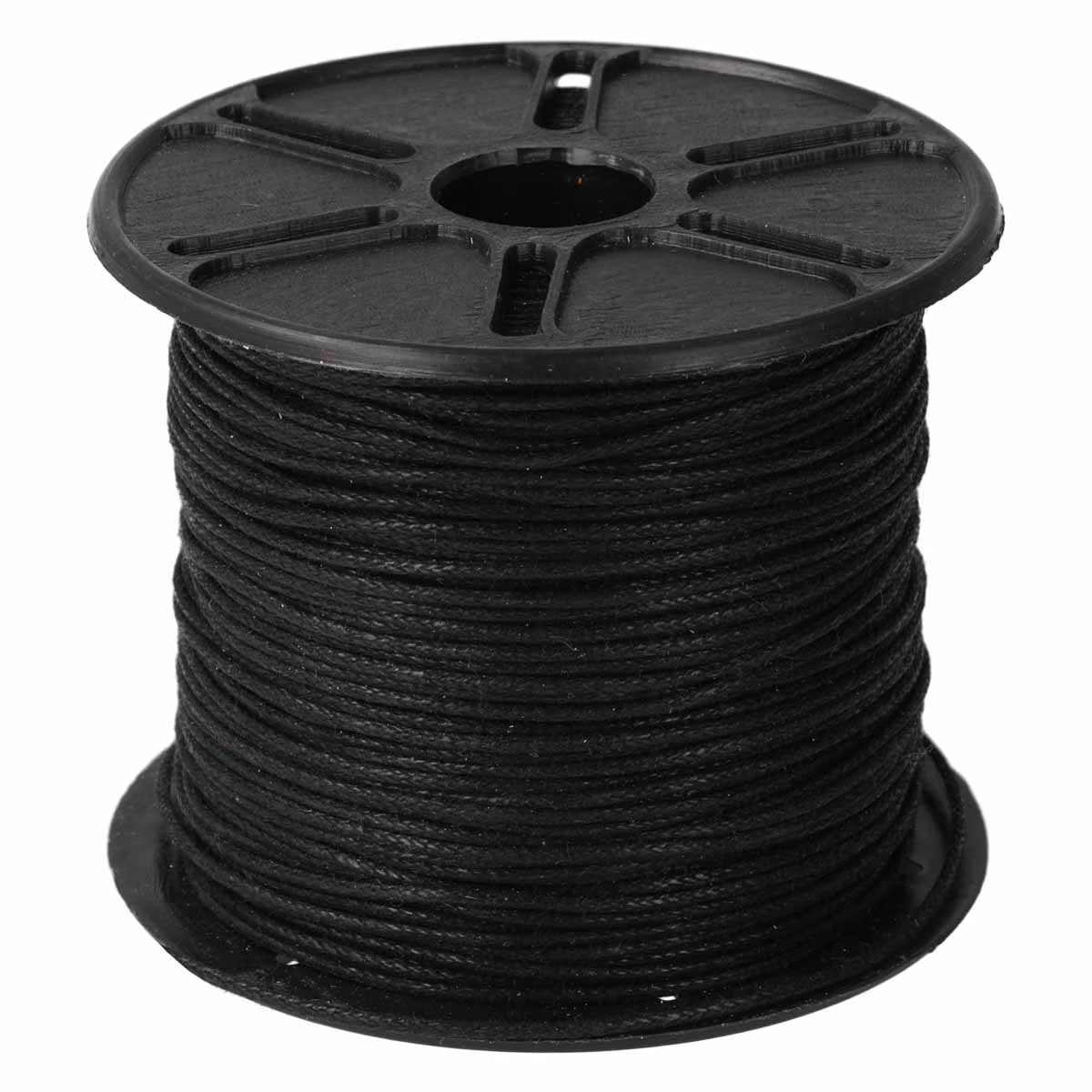 Black Waxed Cotton Cord, 1mm, 100 meters