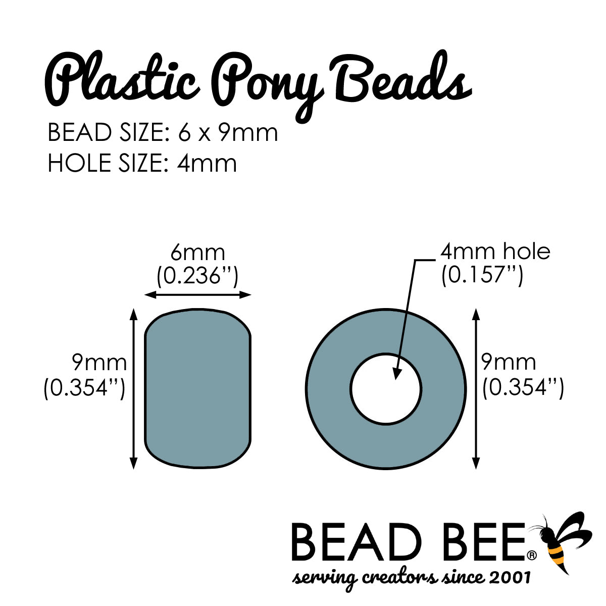 pony bead diagram with dimensions