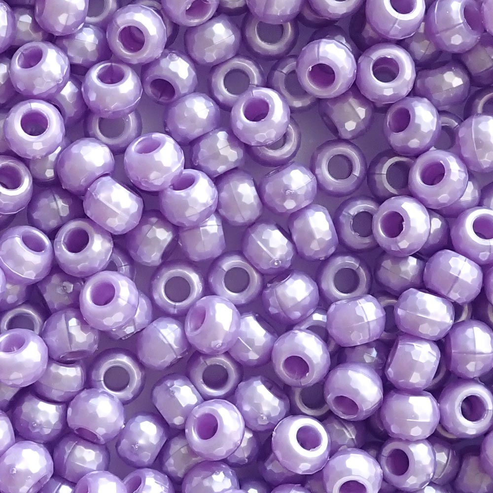 Light Purple Pearl Plastic Faceted Pony Beads 6 x 9mm, 500 beads