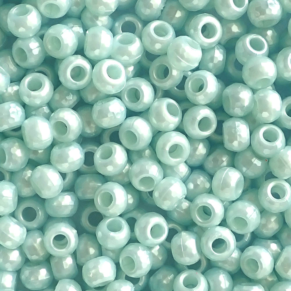 Light Caribbean Blue Pearl Plastic Faceted Pony Beads 6 x 9mm, 500 beads