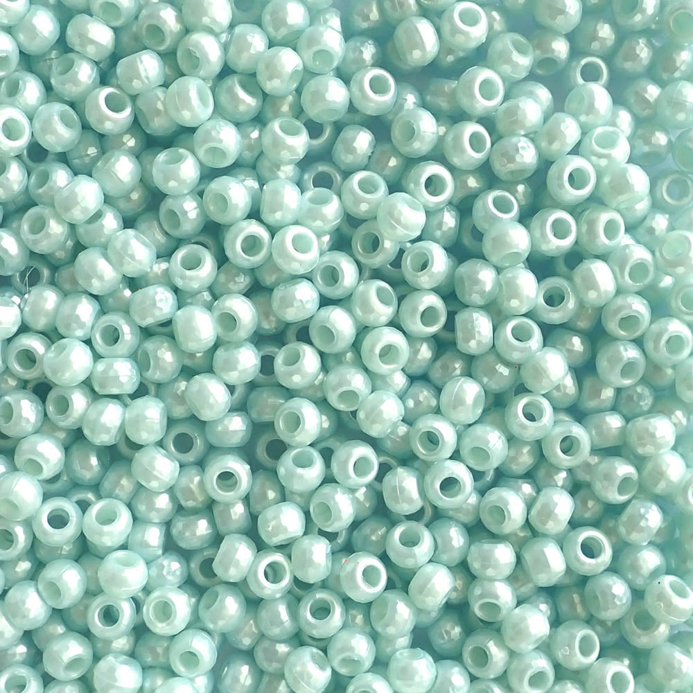 Light Caribbean Blue Pearl Plastic Faceted Pony Beads 6 x 9mm 500 beads
