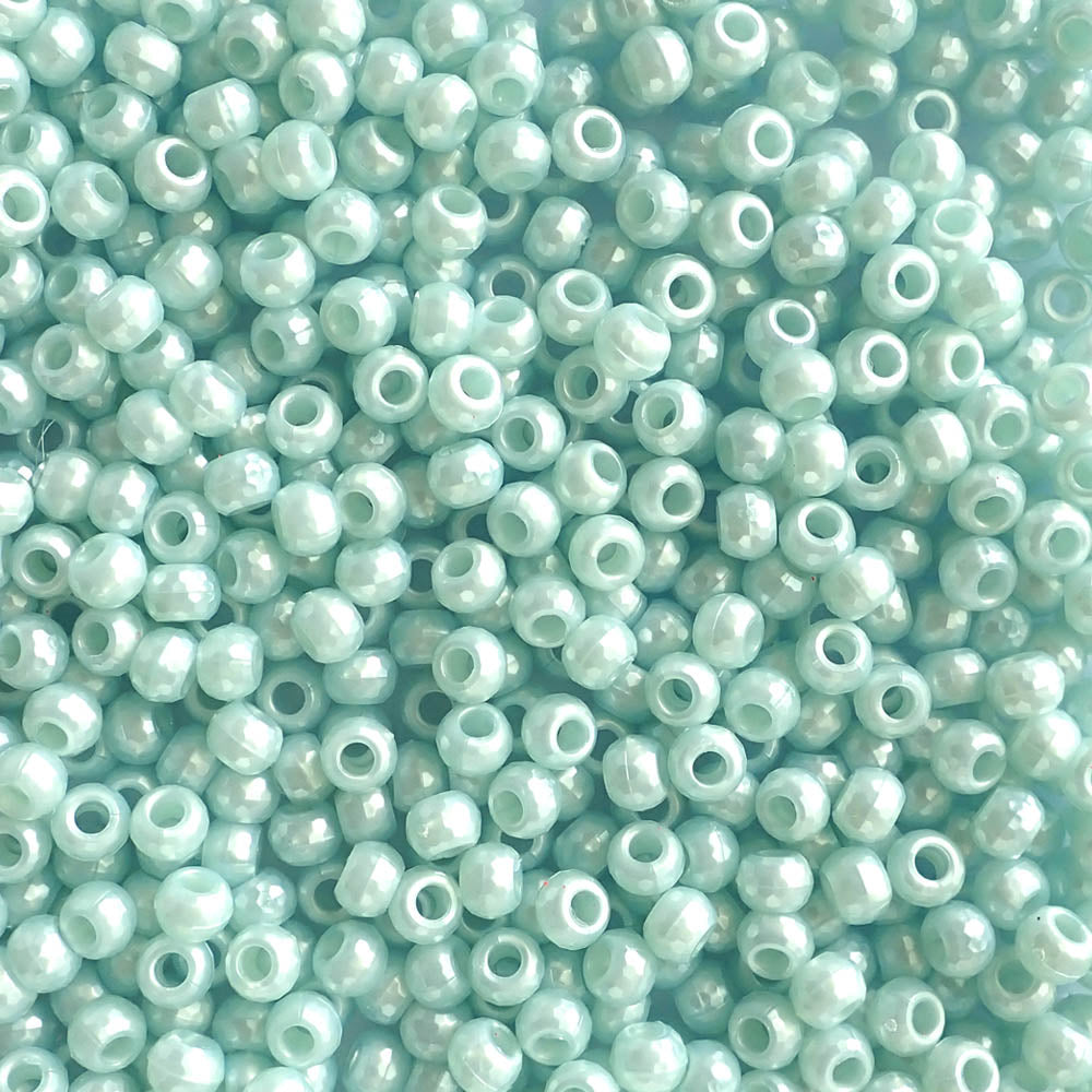 Light Caribbean Blue Pearl Plastic Faceted Pony Beads 6 x 9mm, 500 beads