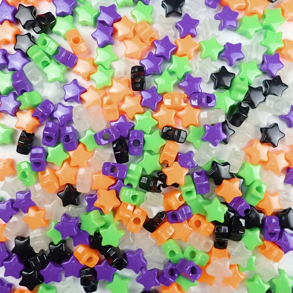 Halloween Color Mix of Plastic Pony Beads. Size 6 x 9 mm. Craft Beads for making bracelets, jewelry making, arts & crafts.