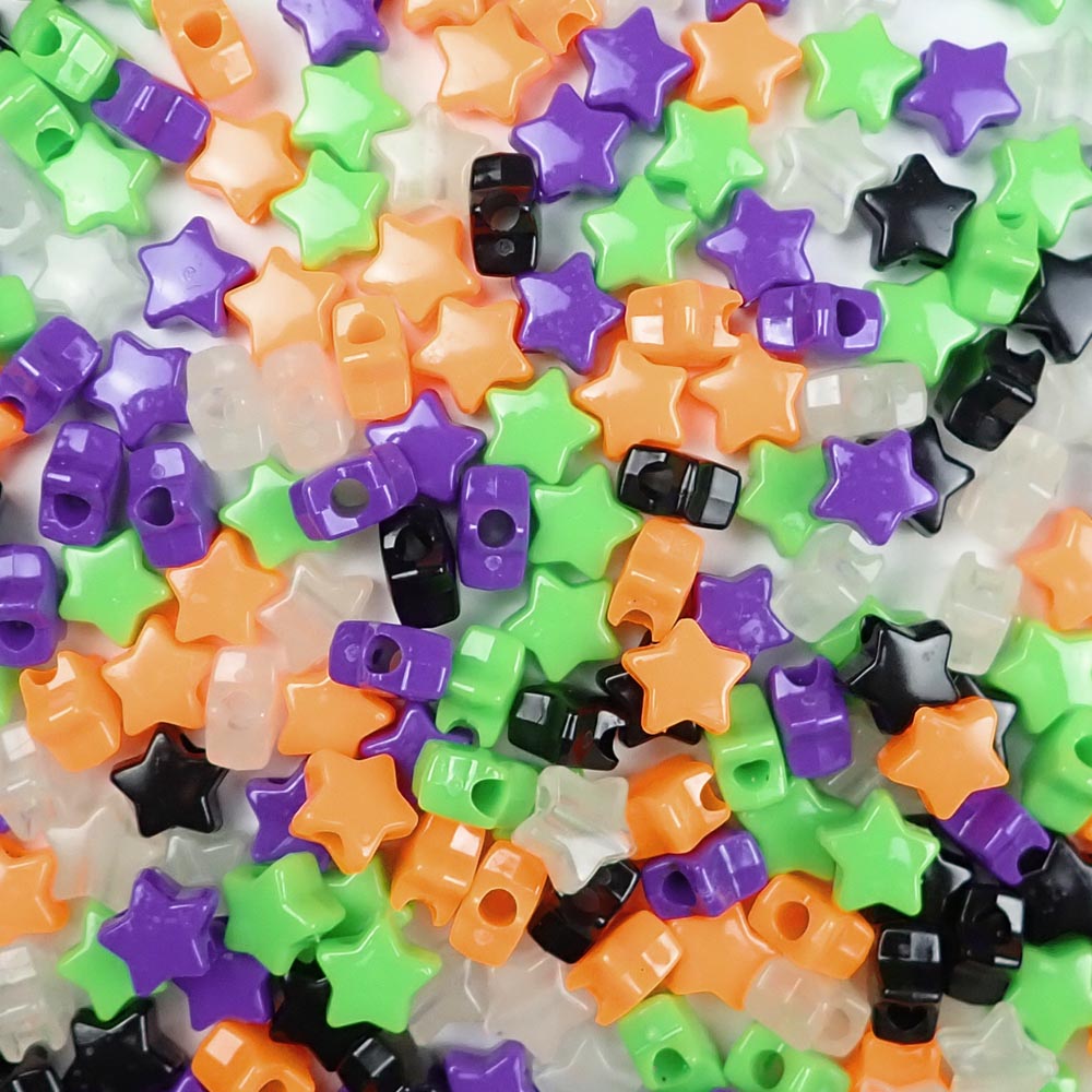 Halloween Color Mix of Plastic Pony Beads. Size 6 x 9 mm. Craft Beads for making bracelets, jewelry making, arts & crafts.