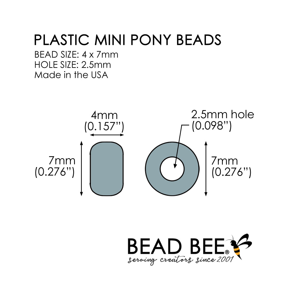 Bridal Pearl Plastic Pony Beads. Size 6 x 9 mm. Craft Beads. Made in the USA.