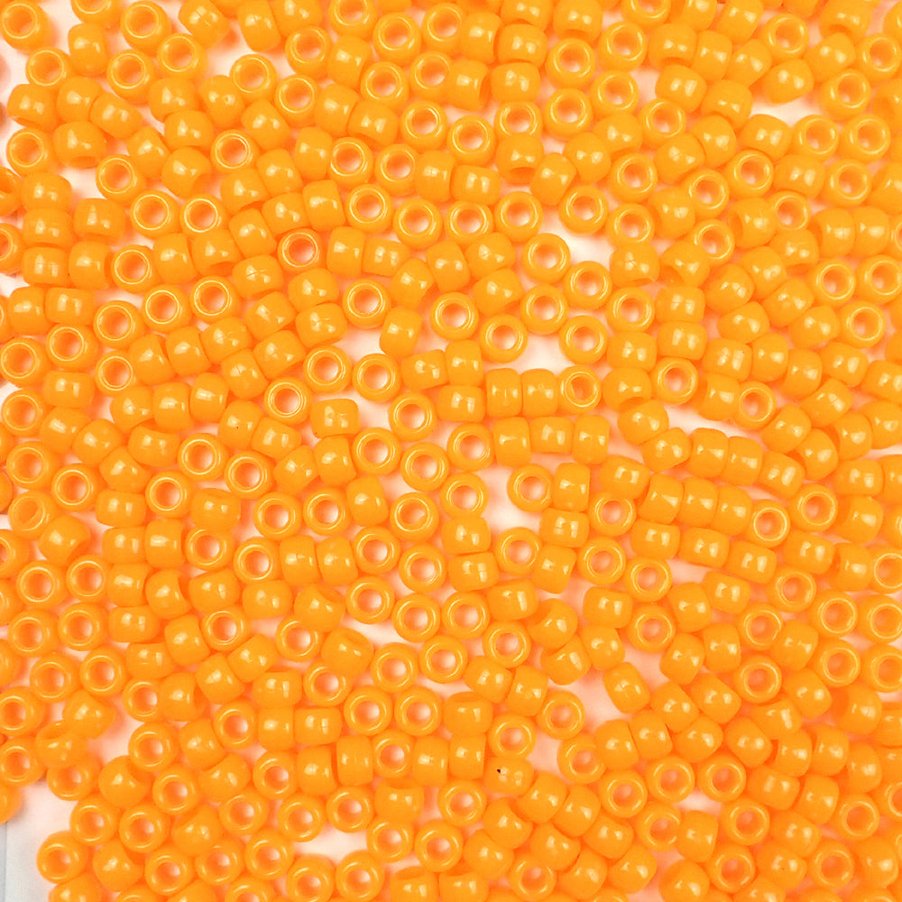 Orange Opaque Plastic Pony Beads 6 x 9mm, 500 beads
