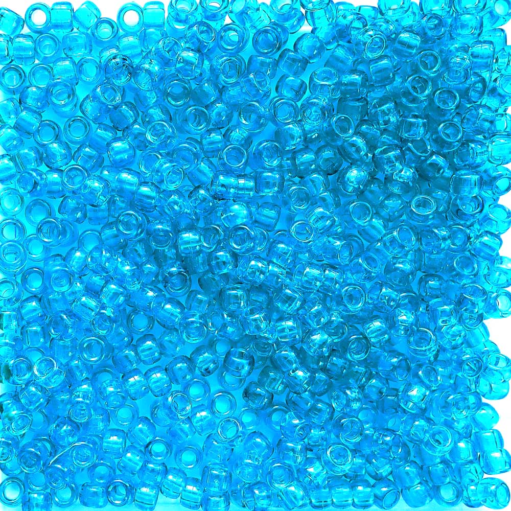 transparent turquoise 6 x 9mm plastic pony beads in bulk