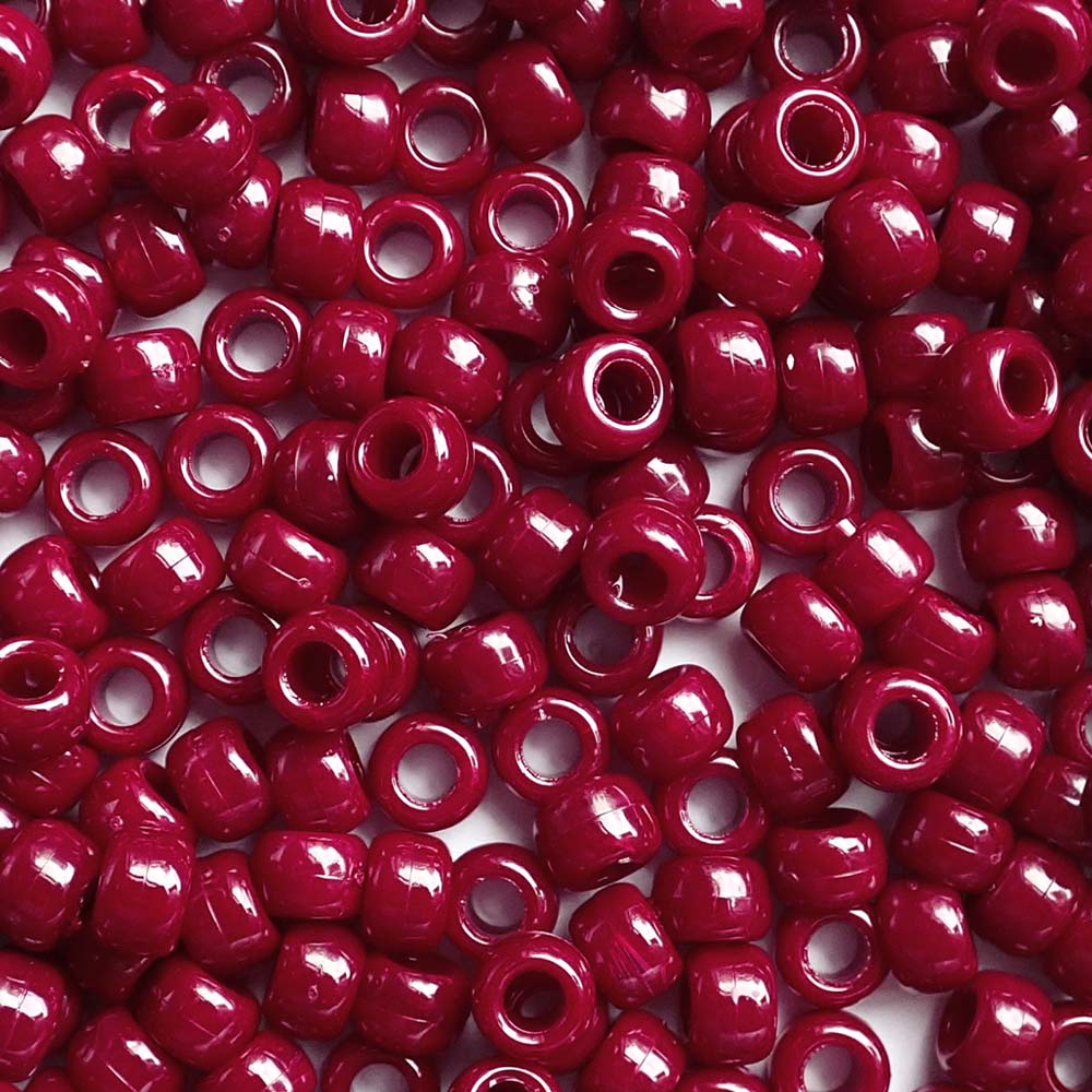 Cranberry Red Opaque Plastic Pony Beads 6 x 9mm, 500 beads