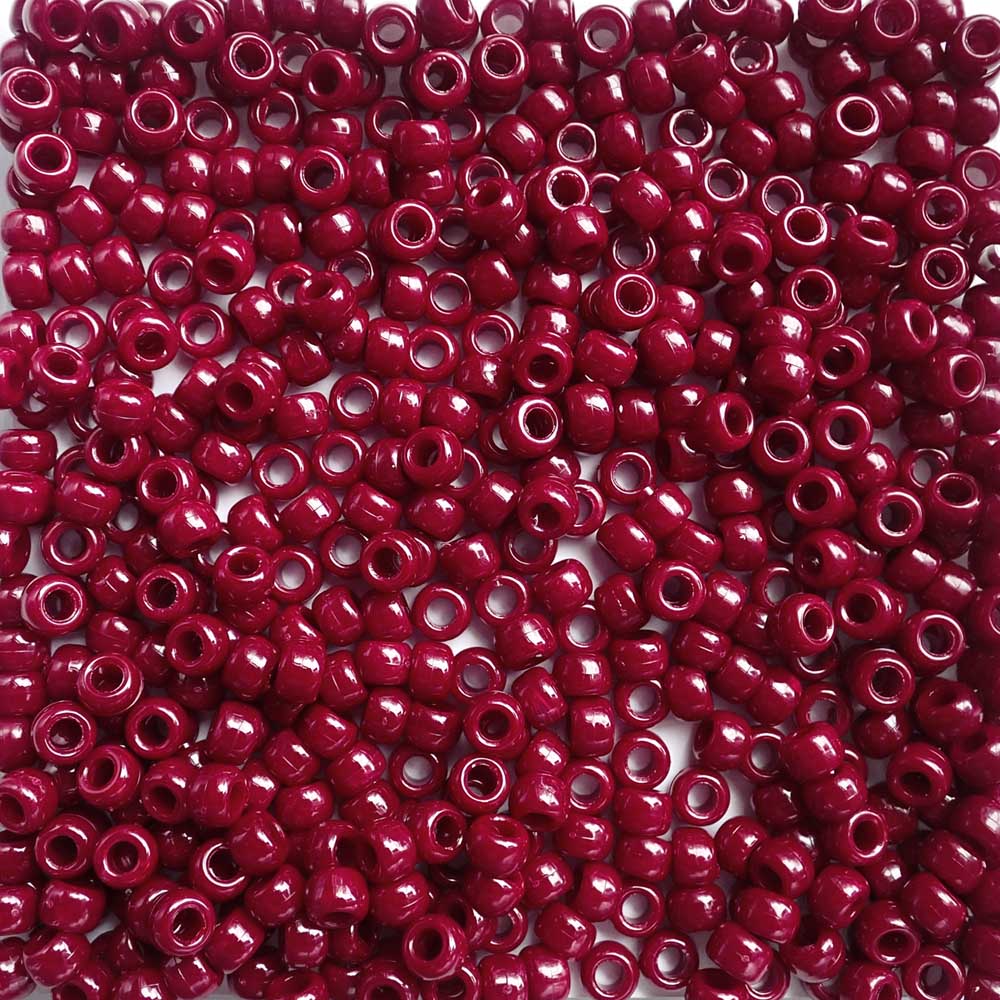 Cranberry Red Opaque Plastic Pony Beads 6 x 9mm, 500 beads