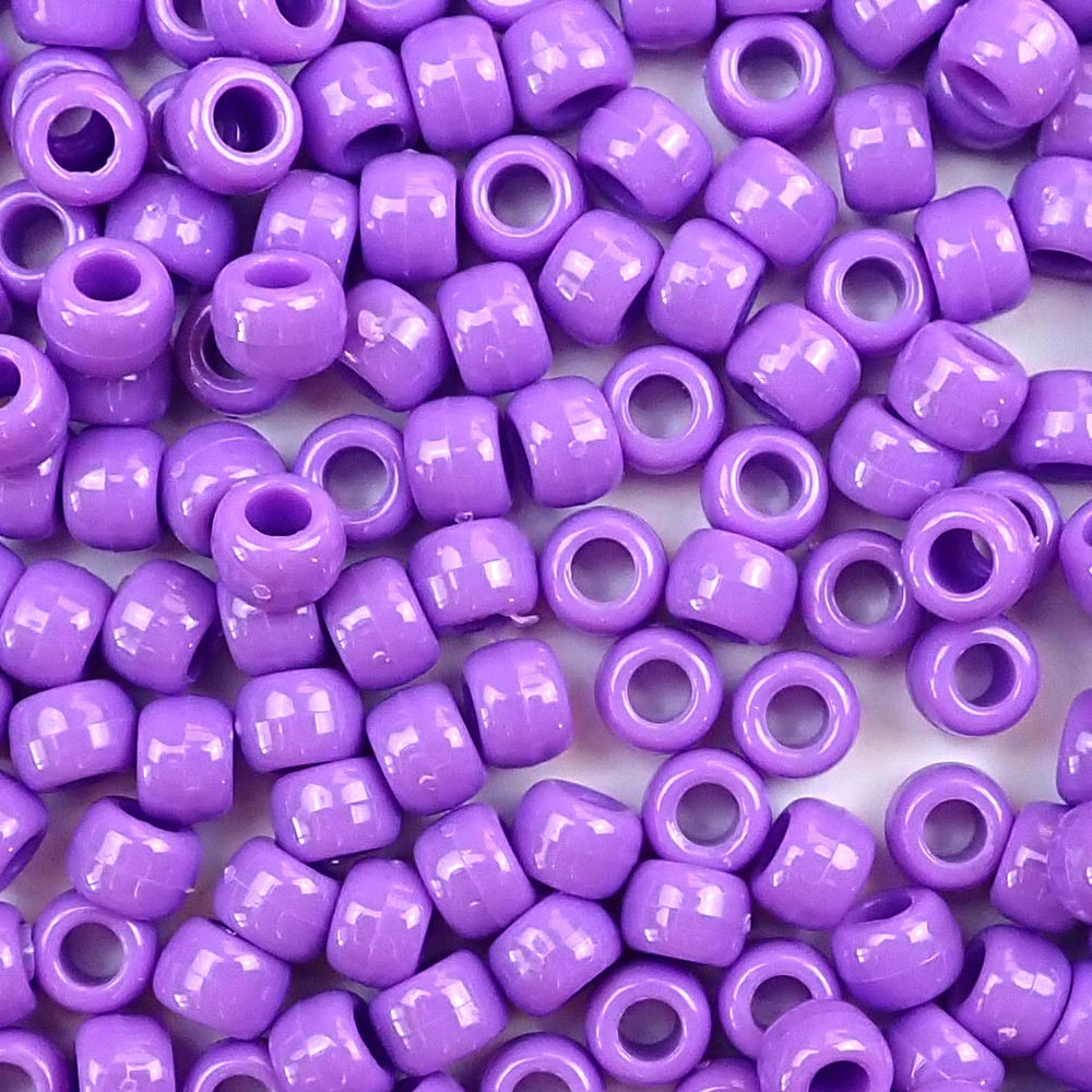 Lilac Purple Opaque Plastic Pony Beads 6 x 9mm, about 100 beads
