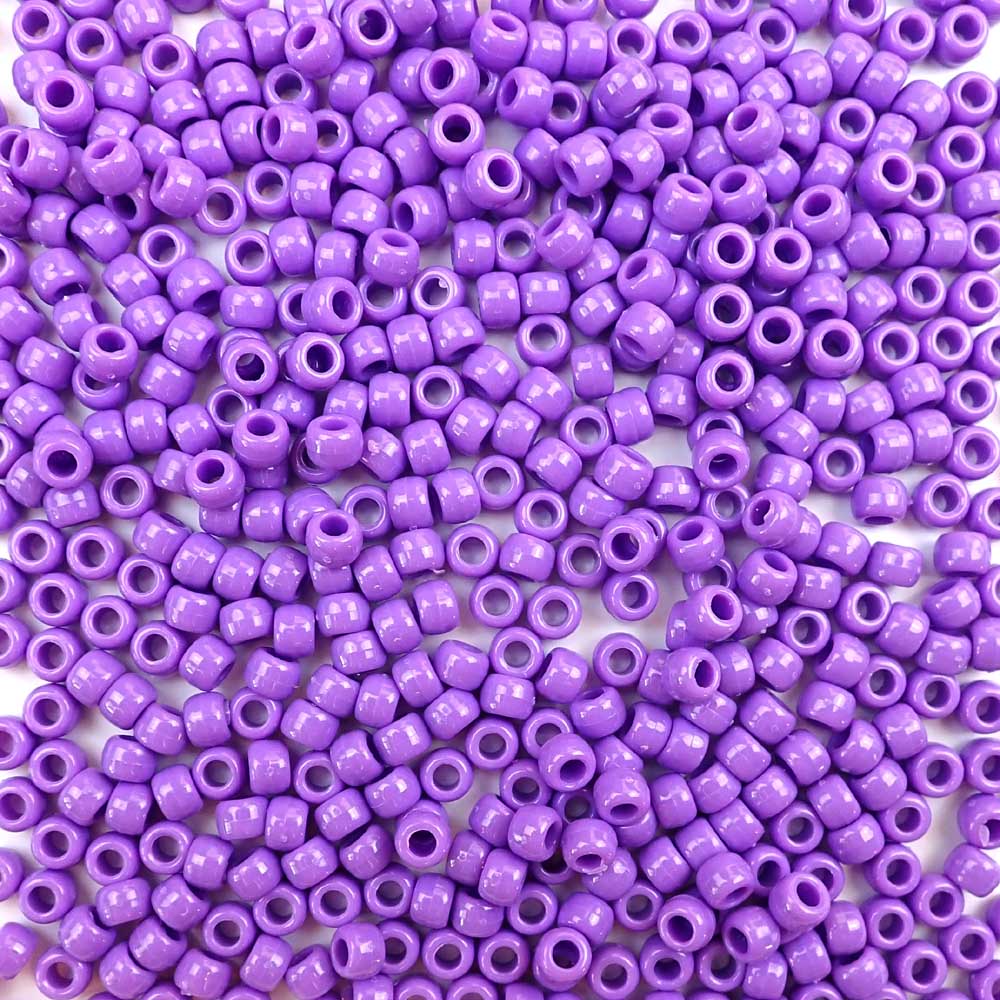 Lilac Purple Opaque Plastic Pony Beads 6 x 9mm, 150 beads