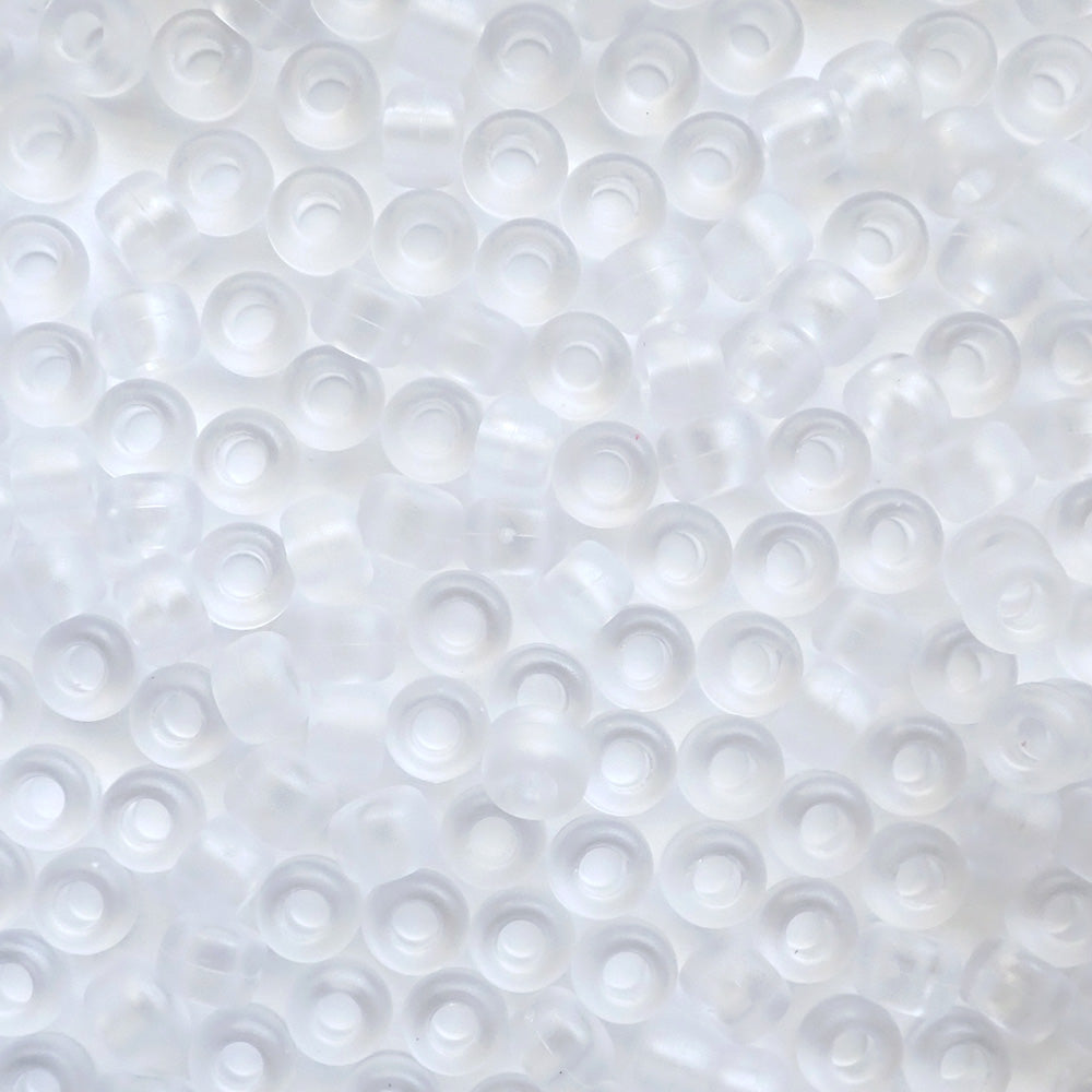 Crystal Frost Plastic Pony Beads 6 x 9mm, 500 beads