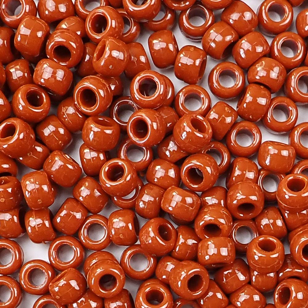 rust 6 x 9mm plastic pony beads in bulk