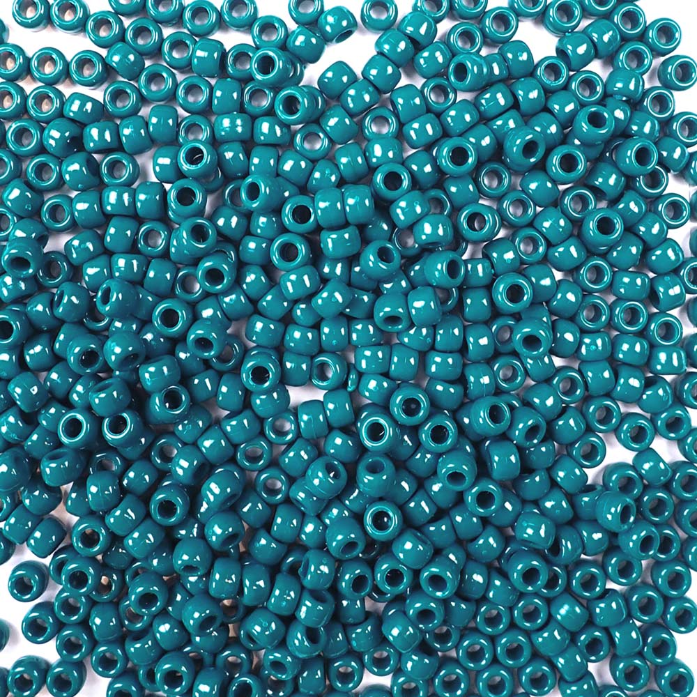 Tropic Blue Plastic Craft Pony Beads 6x9mm, 500 beads Bulk Pack - Bead Bee