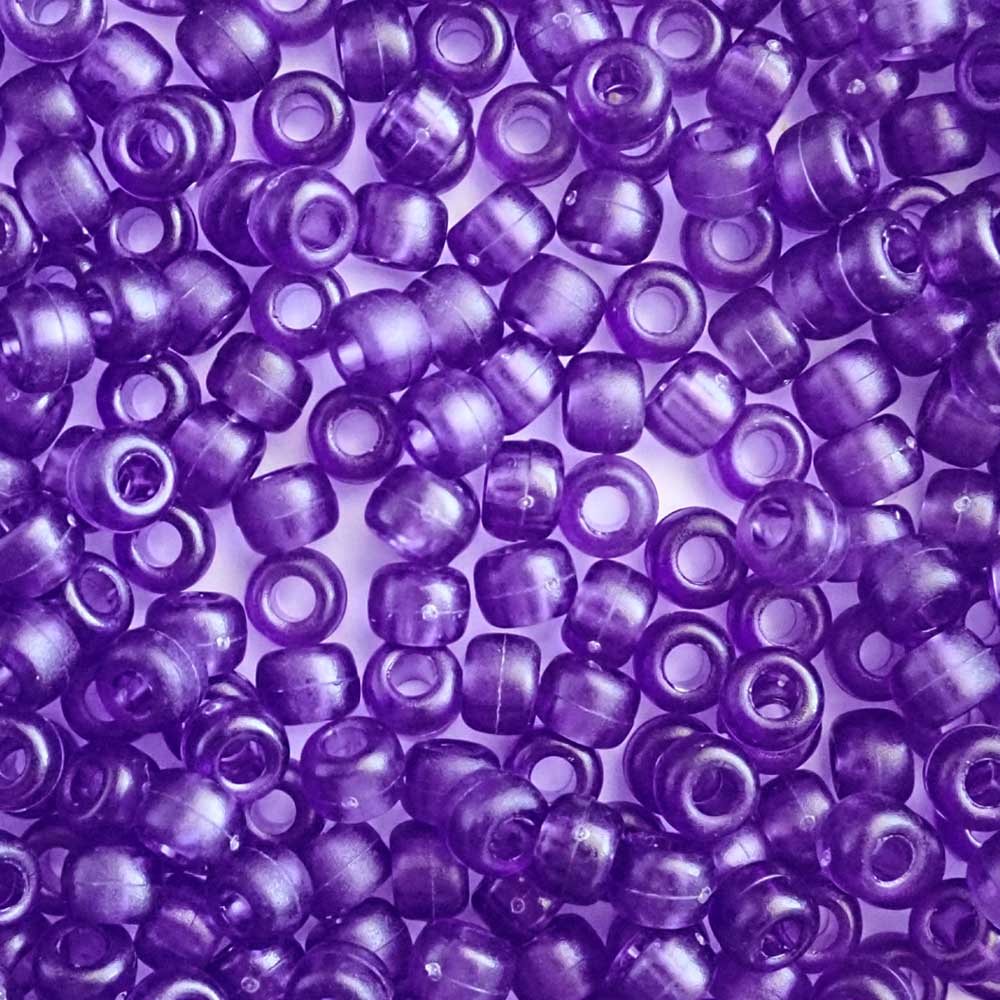 Purple Frost Plastic Pony Beads 6 x 9mm, 500 beads