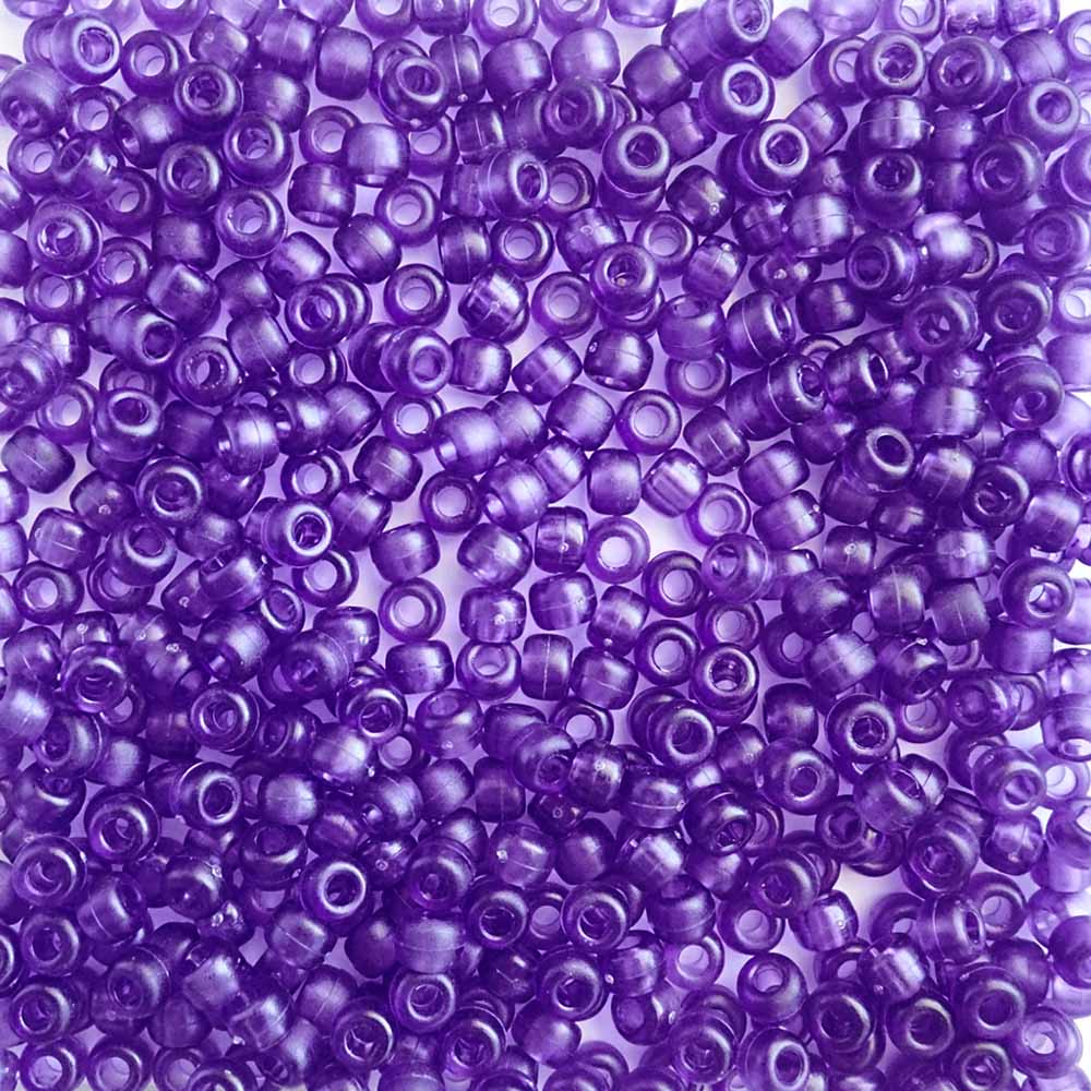 Purple Frost Plastic Pony Beads 6 x 9mm, 500 beads