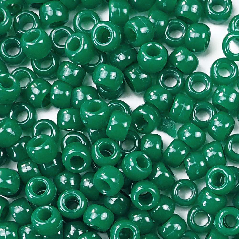 Agate Green Plastic Pony Beads. Size 6 x 9 mm. Craft Beads.