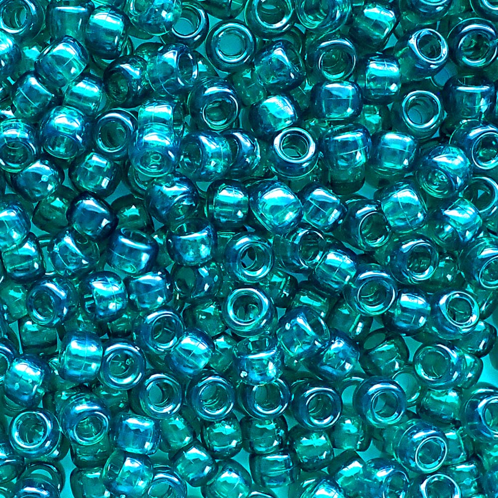 Green Glow in Dark Plastic Pony Beads 6 x 9mm, 500 beads