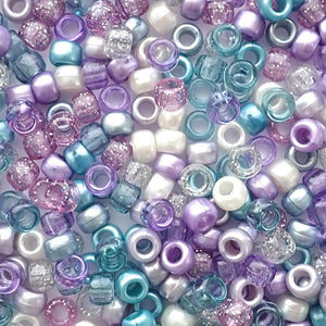 Lavender Sky Mix Plastic Pony Beads 6 x 9mm, 500 beads