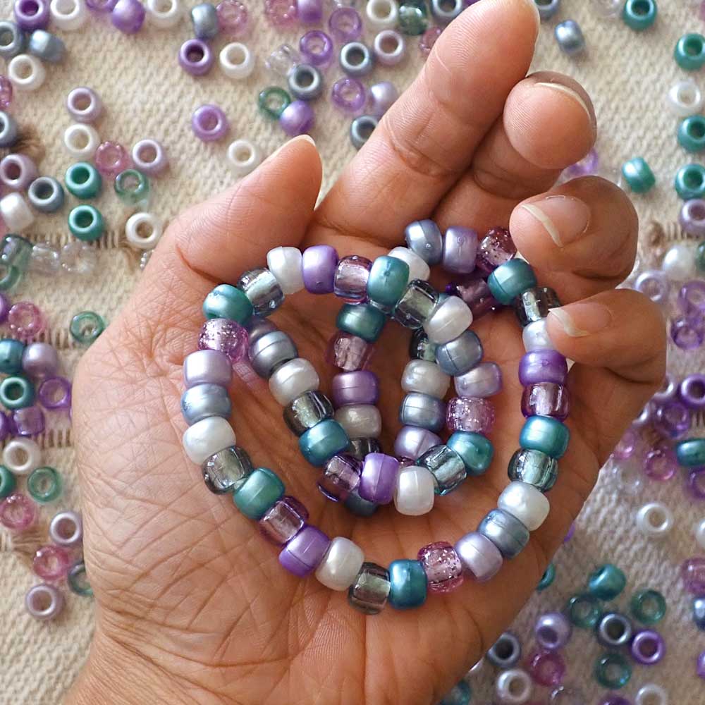 Lavender Sky Mix Plastic Pony Beads 6 x 9mm, 500 beads