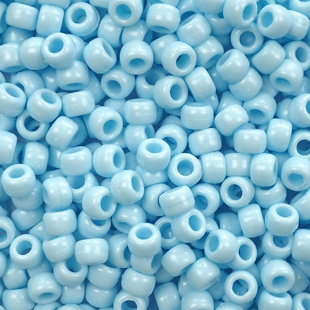 Blue Cloud Opaque Plastic Pony Beads 6 x 9mm, 150 beads