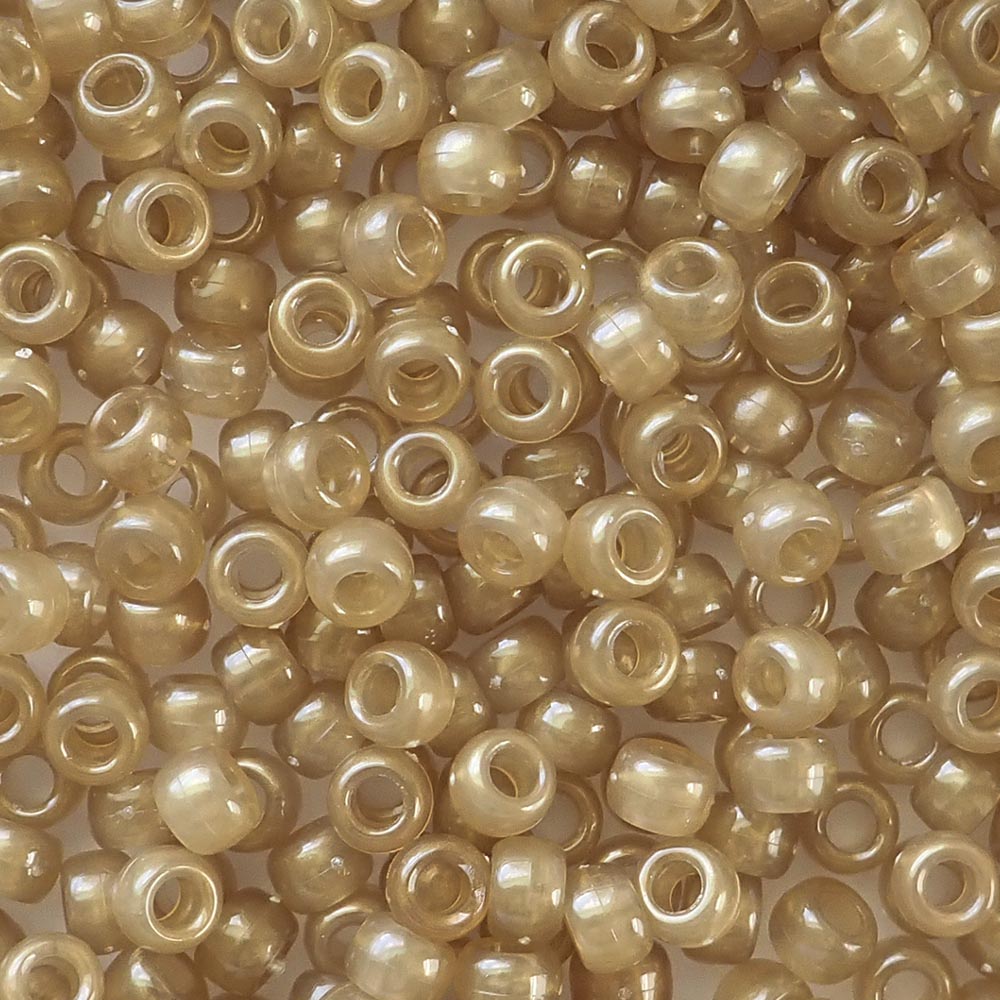Light Bronze Brown Pearl Plastic Pony Beads 6 x 9mm, about 100 beads