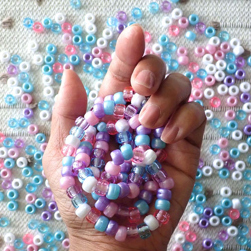 Unicorn Mix Plastic Pony Beads 6 x 9mm, 1500 beads